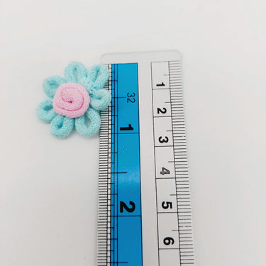 Blue and Pink Floral Applique, Flower Motifs x 5